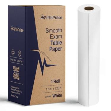 Imagem de FifthPulse Papel Para Mesa De Exame Médico 17" X 125 Pés - 1 Rolo Descartável Branco Consultórios Médicos, Quiropráticos E Muito Mais. Lençol Cama Sem Látex.