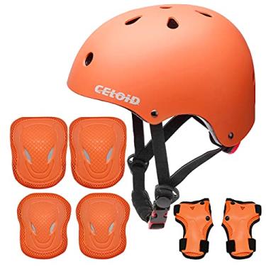 Imagem de CELOID Conjunto De Protetores Para Capacete Infantil, Joelheiras E Cotoveleiras Ajustáveis Skate, Bicicleta, Pulso, 8 A 14 Anos, Equipamentos Proteção Meninos Meninas, Patins, Patins Esportivos