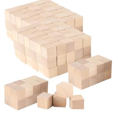 Imagem de MOUYAT Pacote Com 200 Cubos De Madeira 1 Polegada, Blocos Pequenos, Inacabados Para Artesanato, Sólidos Naturais Artes E Ofícios, Faça Você Mesmo, Decoração Natal Casa