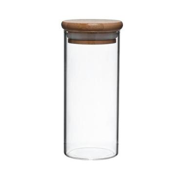 Imagem de Dupla Porta Mantimentos Vidro Boro Tampa Bambu 170 Ml Mimo - Mimo Styl