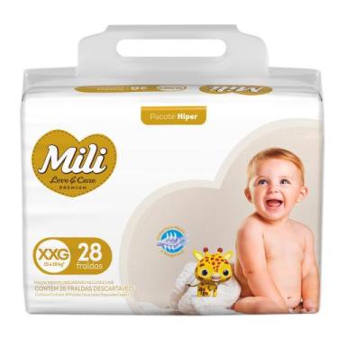 Imagem de Fralda Infantil Mili Love e Care Premium Hiper Tamanho XXG com 28 Unid