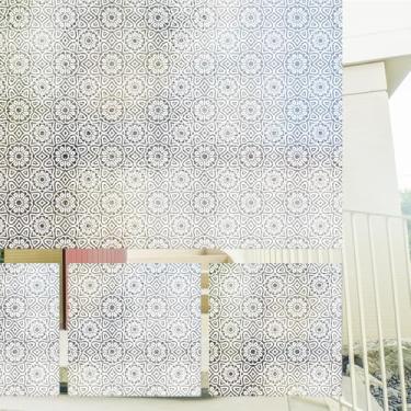 Imagem de funlife Azulejos de película de privacidade de janela quadrada pré-cortados sem costura, proteção UV, adesivo de vidro opaco removível de dupla face para escritório em casa, 28 x 28 cm, 12 peças