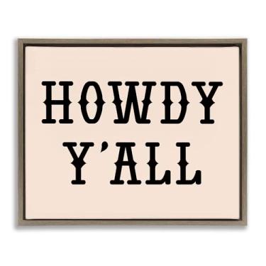 Imagem de Stupell Industries Southwestern Howdy Y'all Brown Framed Floater Canvas Wall Art Design por Daniela Santiago, 78 x 63 cm