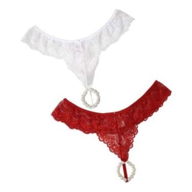 Imagem de Kit 2 Calcinhas Tailandesa Fio Dental Anel Com Pérolas - Moda Íntima, 