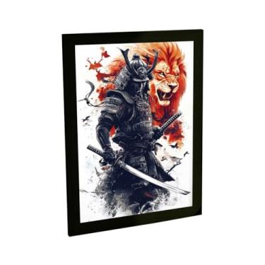 Imagem de Quadro Decorativo Samurai Dark Ilustração Anime Leão Decoração Poster Quarto Sala