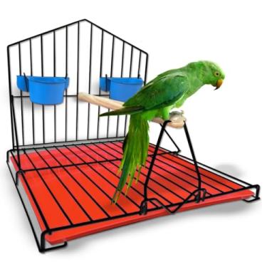 Imagem de Gaiola para papagaios Habitat para pássaros (PRETO-VERMELHO)