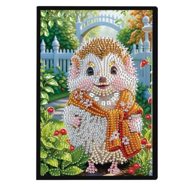 Imagem de Focart Kit de caderno de pintura de diamante DIY, tema de animais, caderno de arte de diamante em formato especial para escrever e desenhar