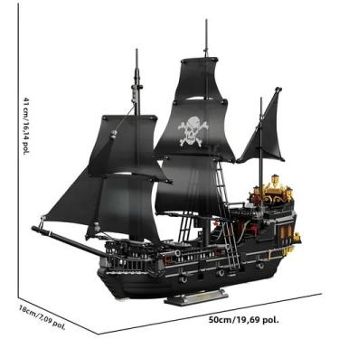 Imagem de Bloco De Construção De Navio Pirata Infantil Mini Veleiro Pérola Preta