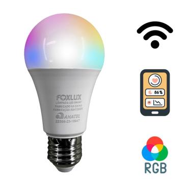 Imagem de Kit 2 Lâmpada Inteligente Rgb 9w Wifi Smart Color Bivolt Foxlux