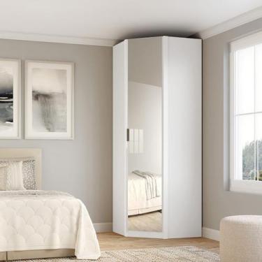 Imagem de Guarda Roupa Modular 1 Porta Espelho Canto 45º Altezza Belmax, Branco