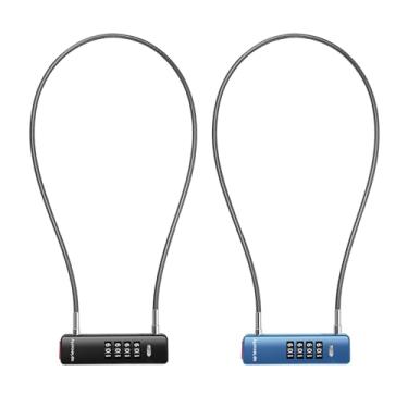 Imagem de UP Security Combo Cadeado de bicicleta com cabo, trava de combinação de 4 dígitos para portão de cerca ao ar livre, seguro para bagagem, scooter, trava de cabo U com código, para geladeira (preto +