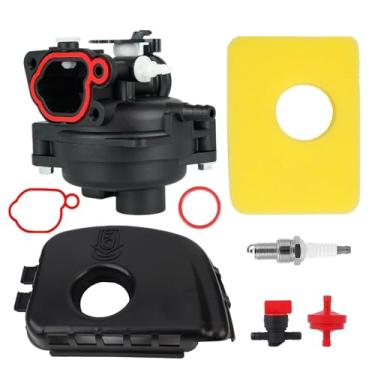 Imagem de Carburador 84001982 com filtro de ar e tampa para Briggs & Stratton 84001982 84001028 84002084 84002104 compatível com motores 08P502 8P502 09P602 9P602