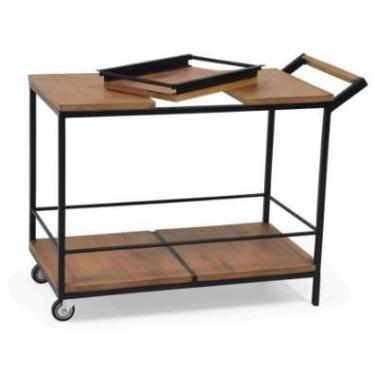 Imagem de Carrinho Bar Haven Tampo Imbuia Base Preta 90cm - 59507 - Sun House