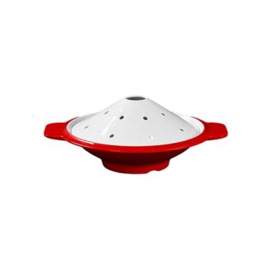 Imagem de Estilo nórdico redondo criativo minimalista esmalte de cor média delicada tigela de gelo seco - tigela de orelha dupla de 32 cm [com filtro]