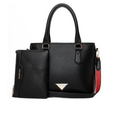 Imagem de Bolsa Feminina Rafitthy Tote Média Necessaire Preto/Vermelho-Feminino