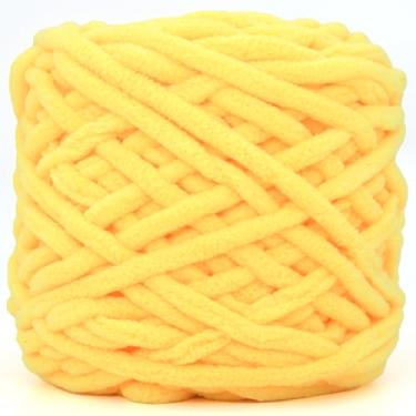 Imagem de Fio de chenille de veludo grosso para crochê, veludo, fofo, grosso, volumoso, chenille, veludo, macio, para bebê, para crochê, tricô manual, 100 g (amarelo frango