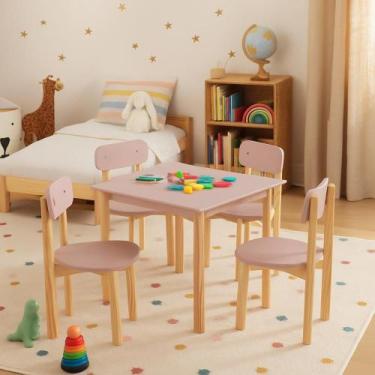 Imagem de Jogo Mesa Cadeira Colorê Infantil MDF Robusto Premium - Valuchi, Rosa