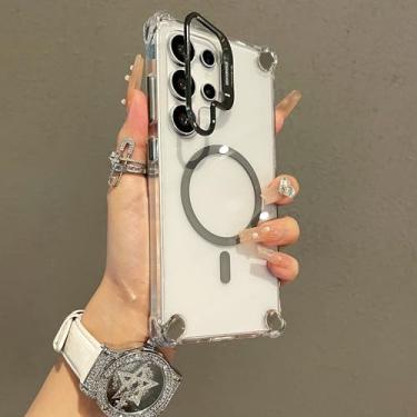 Imagem de GANGANPRO Capa magnética compatível com Samsung Galaxy A36/A56 5G com suporte ajustável, capa protetora de nível militar, não amarela, capa traseira resistente a arranhões, cinza