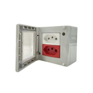 Imagem de Tomada 10A + Tomada 20A Vermelha Sobrepor Prova Dagua Kalop