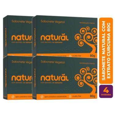 Imagem de Kit c/ 4 Sabonete Vegano Natural com extrato Curcuma 80g - Orgânico Na