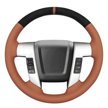 Imagem de MEWANT Capa de volante estilo 3D costurado à mão para Ford F-150 2009-2014 Acessórios de volante para Ford F-150