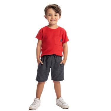 Imagem de Conjunto Camiseta E Bermuda Malha Náutico E Moletinho Jeans-Masculino