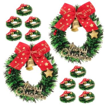 Imagem de Housoutil 12 Mini Guirlandas de Natal, Decorações para Árvore de Natal, Pequenas Guirlandas com Laços e Sininhos, Plástico e Tecido, Multicoloridas, 6,5 cm, para Decoração de Feriados,