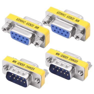 Imagem de YARCHONN DB9 Gender Changer conector sem solda macho para fêmea adaptador mini RS232 D-SUB 9 pinos cabo serial acoplador - 4 peças