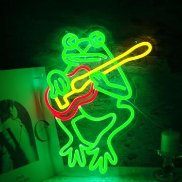 Imagem de LeDigPig Letreiro De Neon Com Sapo E Guitarra Para Decoração Parede, Arte Led, Música Ao Vivo, Concerto, Lâmpada Sala, Caverna Masculina, Presentes, 16,4" X 12,8"