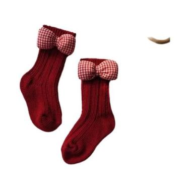 Imagem de Meias de Algodão para Bebês - Com Laço Vermelho e Quentinhos, 1-3 anos