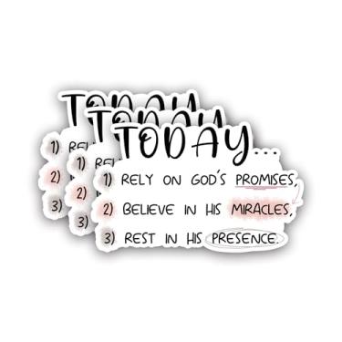 Imagem de (3 peças) Today Rely On God's Promises Believe in His Miracles Rest in His Presense Adesivo Cristão Inspirador Verso da Bíblia Jesus Decalque de Vinil para Copo Laptop Garrafas de Água Livro Telefone