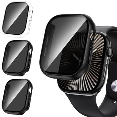 Imagem de Tensea Pacote com 3 películas protetoras de tela Apple Watch Series 10 de 46 mm, vidro temperado para mulheres e homens, proteção ultrafina