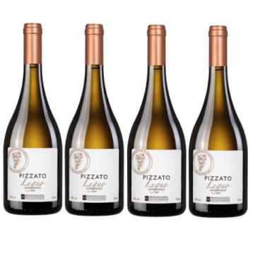Imagem de Kit 4 Un Vinho Pizzato Legno Chardonnay Gran Reserva 750 ml