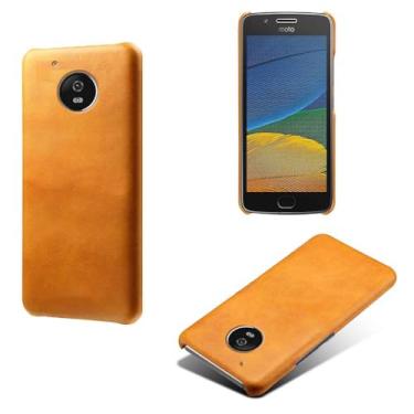 Imagem de Capa para MOTO G5,Proteção contra quedas,Casca de volta de cor sólida simples,Design de couro de imitação de plástico-Orange