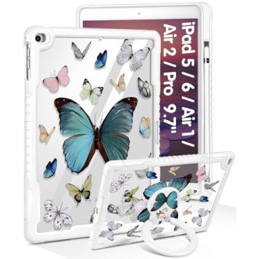 Imagem de Uppuppy Capa para iPad 5ª/6ª geração, Air1/Air2, Pro de 9,7 polegadas – Capa feminina com suporte e suporte para lápis, capa protetora rígida para iPad 6/5 Geração, Air 1ª/2ª, Pro 9.7