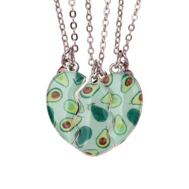 Imagem de Colar Best Friend para 3, pingente magnético combinando com coração de desenho animado, 3 peças, joia de amizade BFF, Medium, Zinco, Zircônia cúbica