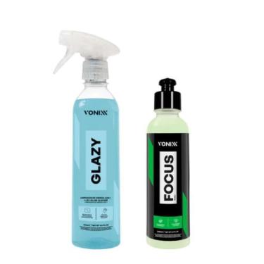 Imagem de Kit Vonixx Limpeza de Vidros: Glazy 4 em 1 de 500ml + Focus Removedor 