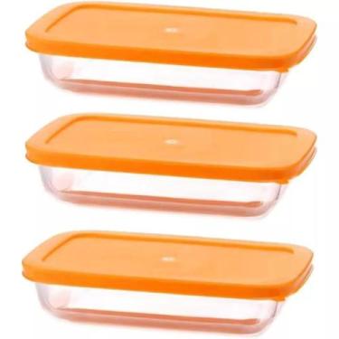 Imagem de Jogo Com 3 Potes De Vidro Com Tampa Borosilicato 700Ml - Casambiente