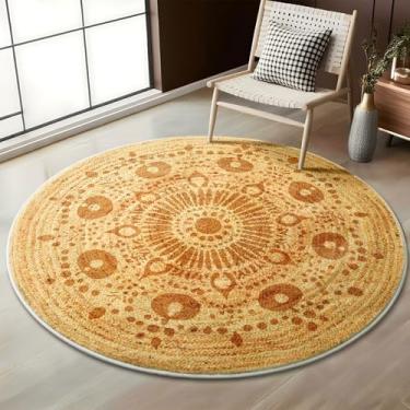 Imagem de Asrug Tapete redondo de 1,2 m, tapete redondo para sala de jantar, 1,2 m, antiderrapante, lavável à máquina, tapetes circulares para sala de estar, cozinha, quarto, berçário, entrada, sala de jogos