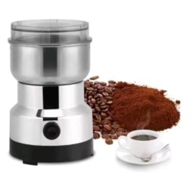 Imagem de Moedor de Café Elétrico 110v Portátil em Aço Inox Triturador de Alta Potência, Automático para Grãos, Sementes, Amendoim, Ervas, Máquina de Moer Grãos de Café 127v.