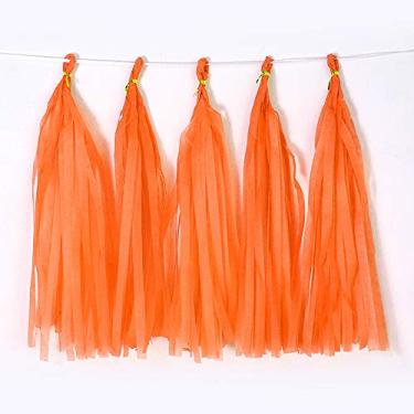 Imagem de Borla de papel para pendurar enfeites de papel da Bining Teissue decoração de festa para decorações de festa casamento, festivais, decoração de chá de bebê 20 peças, Orange 25CM