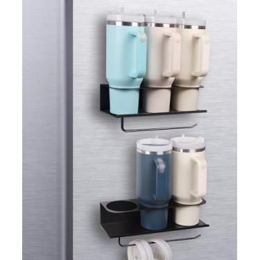 Imagem de Suporte magnético para copo Stanley, organizador de garrafas de água para armário de geladeira de cozinha, compatível com copos Stanley de 850 g e copos de 1,134 g, suporte magnético para copos (cinza