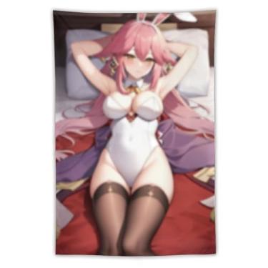 Imagem de LIEGBMEU Tapeçaria de biquíni sexy anime menina 101.6 cm x 152.4 cm interior exterior parede colcha arte decoração de tapeçaria caprichosa, AC020