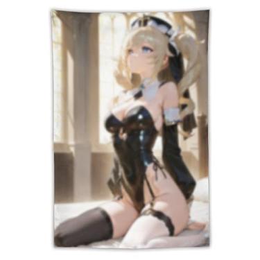 Imagem de LIEGBMEU Tapeçaria sexy de anime menina 101,6 x 152,4 cm arte de colcha de parede decoração de tapeçaria caprichosa AF120