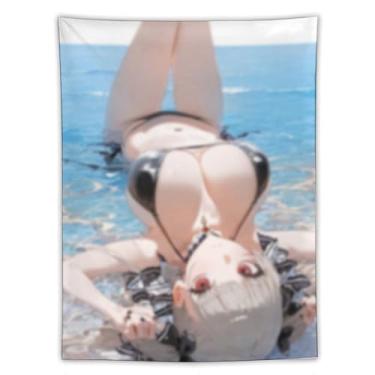 Imagem de LIEGBMEU Tapeçaria de biquíni sexy anime menina 152.4 cm x 203.2 cm interior exterior parede colcha arte decoração de tapeçaria caprichosa, AF132