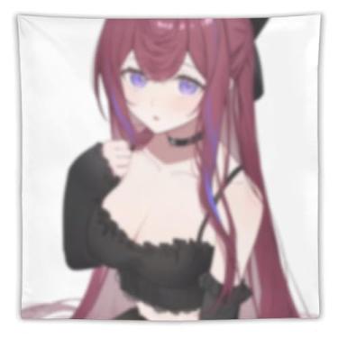 Imagem de LIEGBMEU Tapeçaria sexy de anime menina 152 x 152 cm arte de colcha de parede decoração de tapeçaria caprichosa AF173