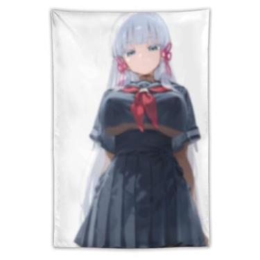 Imagem de LIEGBMEU Tapeçaria sexy de anime menina 101,6 cm x 152,4 cm arte de colcha de parede decoração de tapeçaria caprichosa AE14