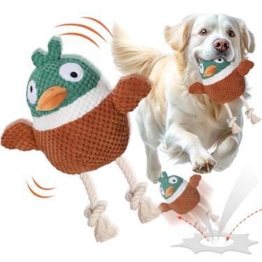Imagem de CiyvoLyeen Brinquedos interativos para cães para tédio ativo em movimento de pato de pelúcia versátil brinquedo de cachorro quicando barulhento automático bola rolante brinquedo mastigável para