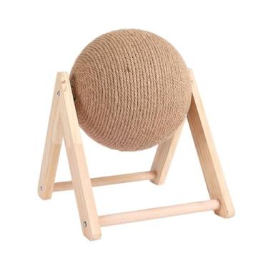 Imagem de Pssopp Bola de Esfera de Coelho de Madeira Sólida, Simples e Atmosfera Duradoura Bola de Arranhões de Sisal de Gato Duradouro para Animais Interativos de Animais Internos (M)