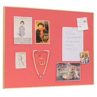 Imagem de Quadro de avisos 76 x 50 cm, quadro de pinos de cranberry, quadro de cortiça de tecido emoldurado de alumínio dourado com 10 pinos